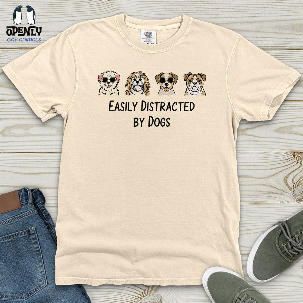 Men's Easily Distracted by Dogs Heavy Cotton Comfort Colors Tee