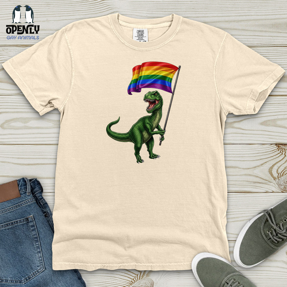 Dinosaur With Flag Heavy Cotton Comfort Colors Tee
