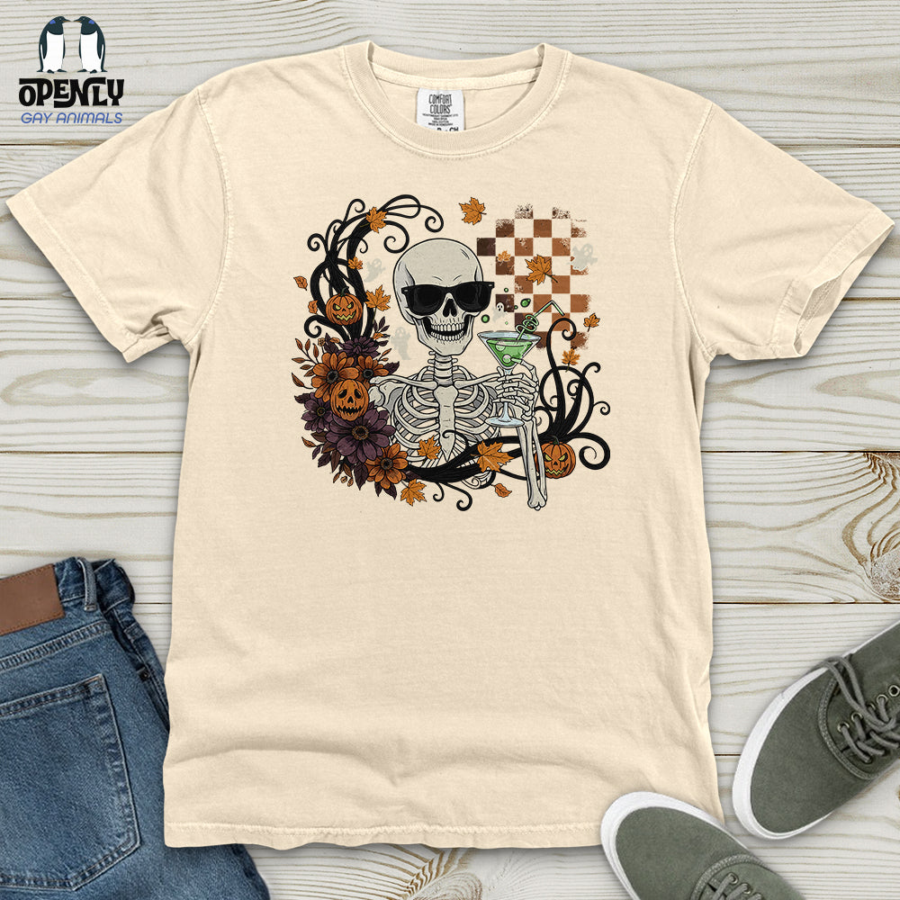 Skeleton Drink Wine Heavy Cotton Comfort Colors Tee
