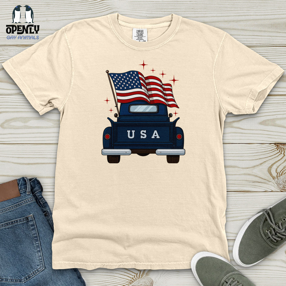 Happy Memorial Day Farm Truck Heavy Cotton Comfort Colors Tee