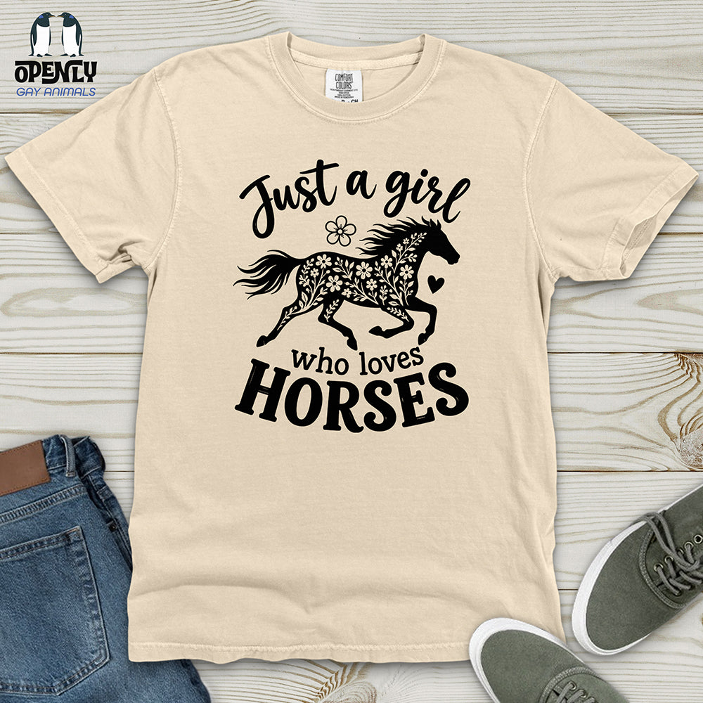 Floral Horse Silhouette Heavy Cotton Comfort Colors Tee