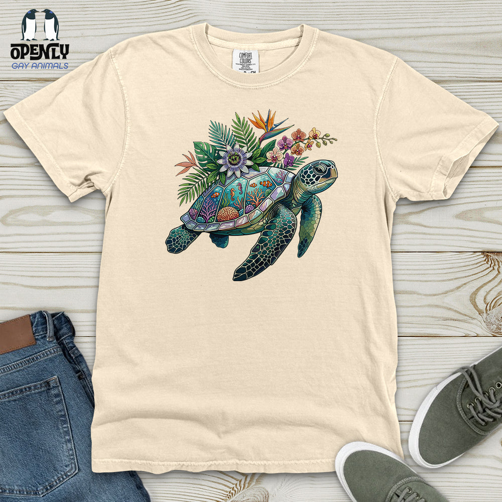 Floral Turtle Heavy Cotton Comfort Colors Tee