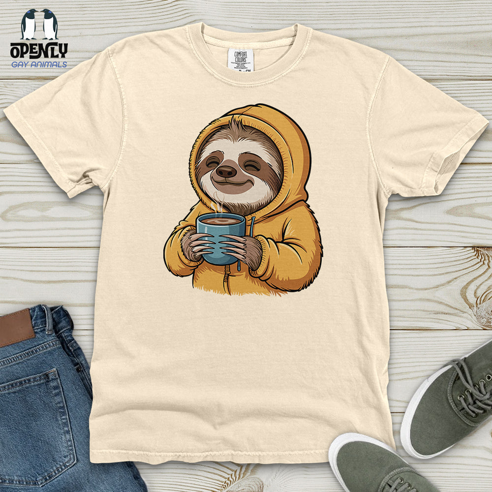 Sloth With Coffee Heavy Cotton Comfort Colors Tee