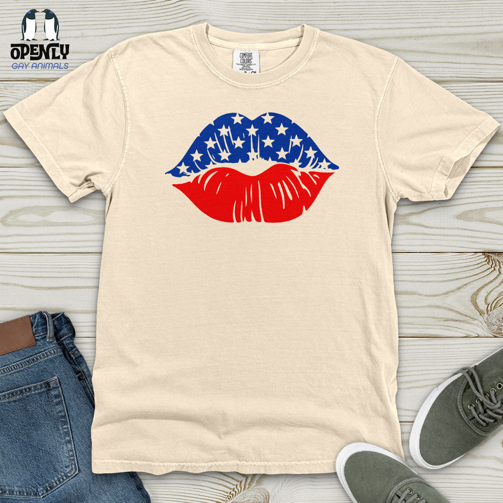 USA Flag Lips Heavy Cotton Comfort Colors Tee