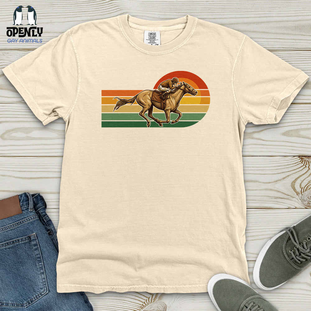 Horse Racing Retro Sunset Heavy Cotton Comfort Colors Tee