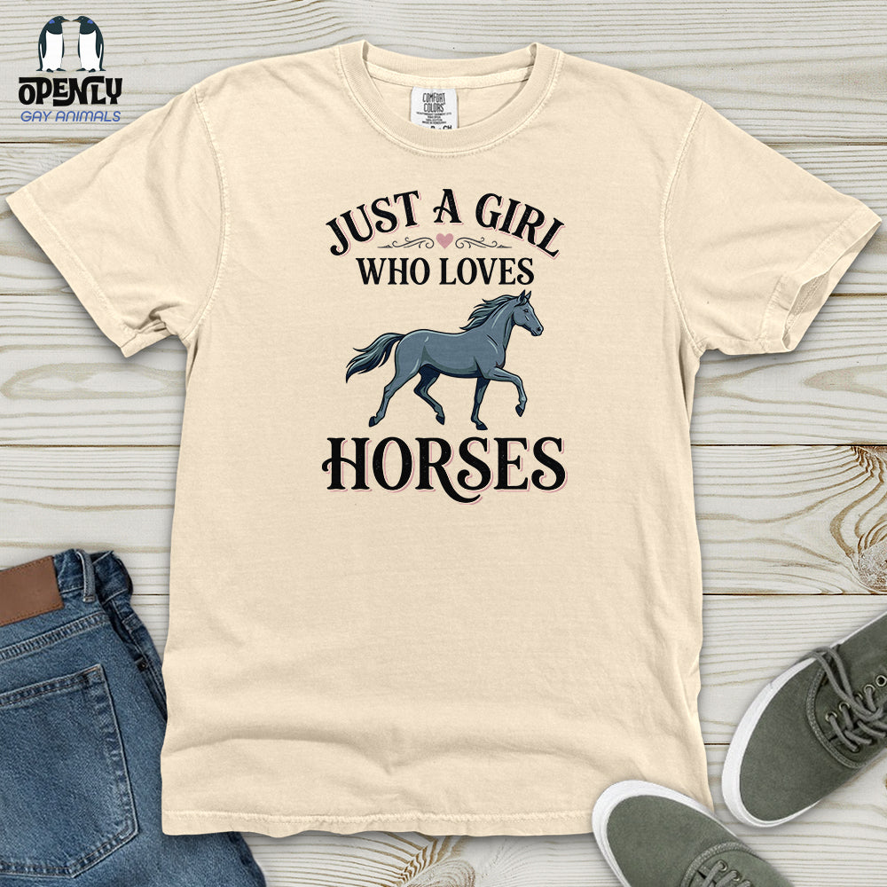 Just A Girl Who Loves Horses Heavy Cotton Comfort Colors Tee