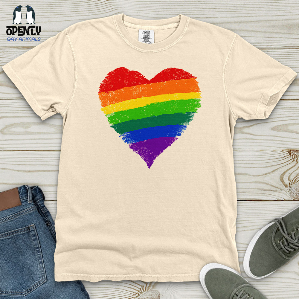 Rainbow Heart Lgbt Ally Heavy Cotton Comfort Colors Tee