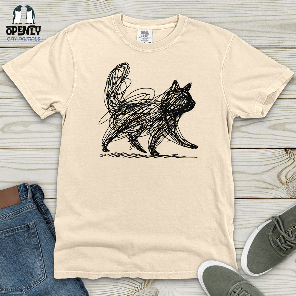 Scribble Cat Heavy Cotton Comfort Colors Tee