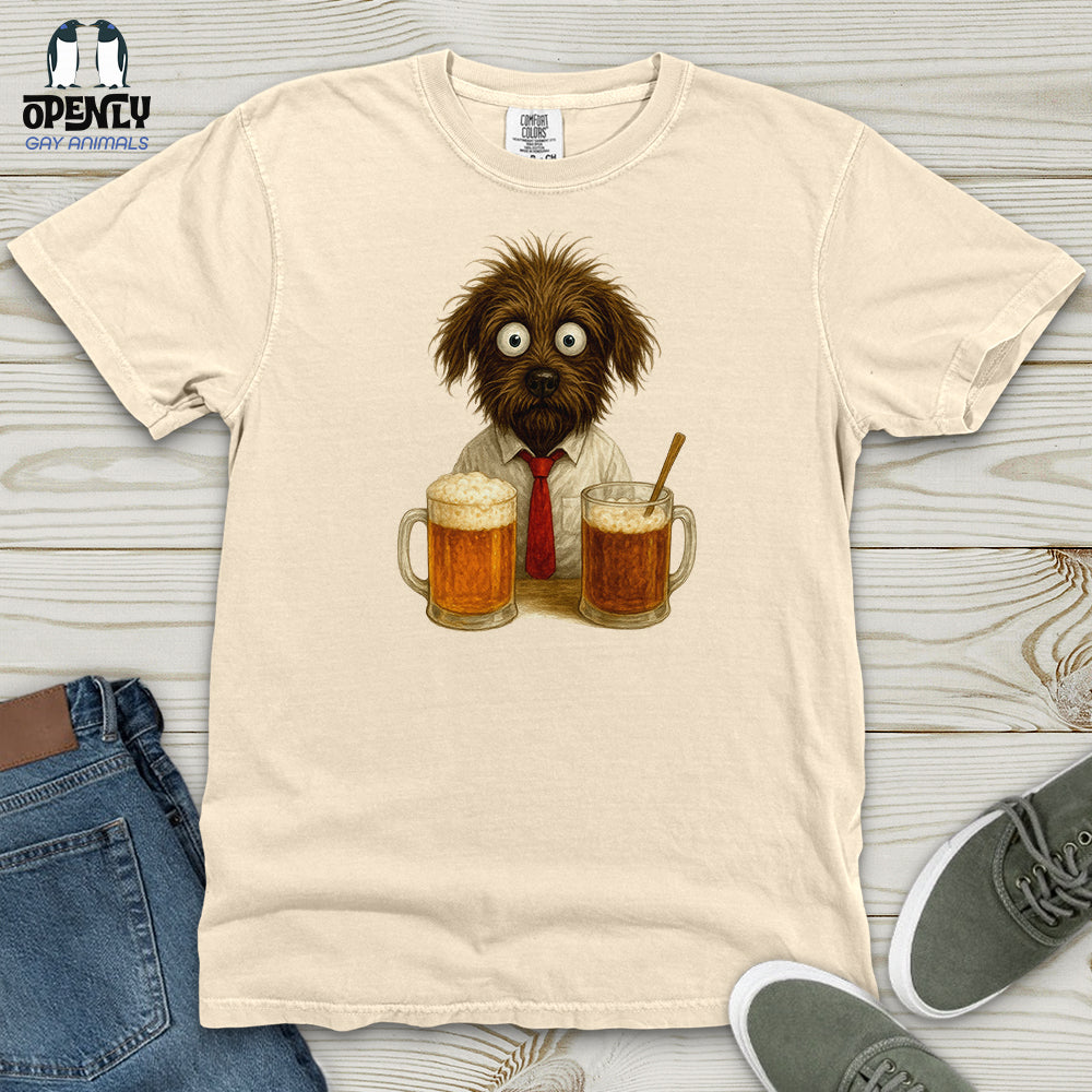 Comics Dog Drinking Beer Heavy Cotton Comfort Colors Tee