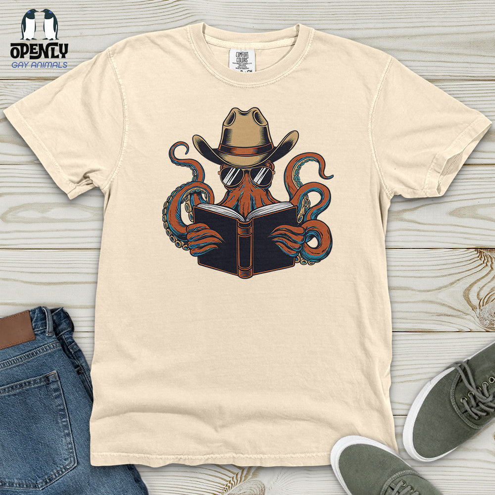 Octopus Reading Book Heavy Cotton Comfort Colors Tee