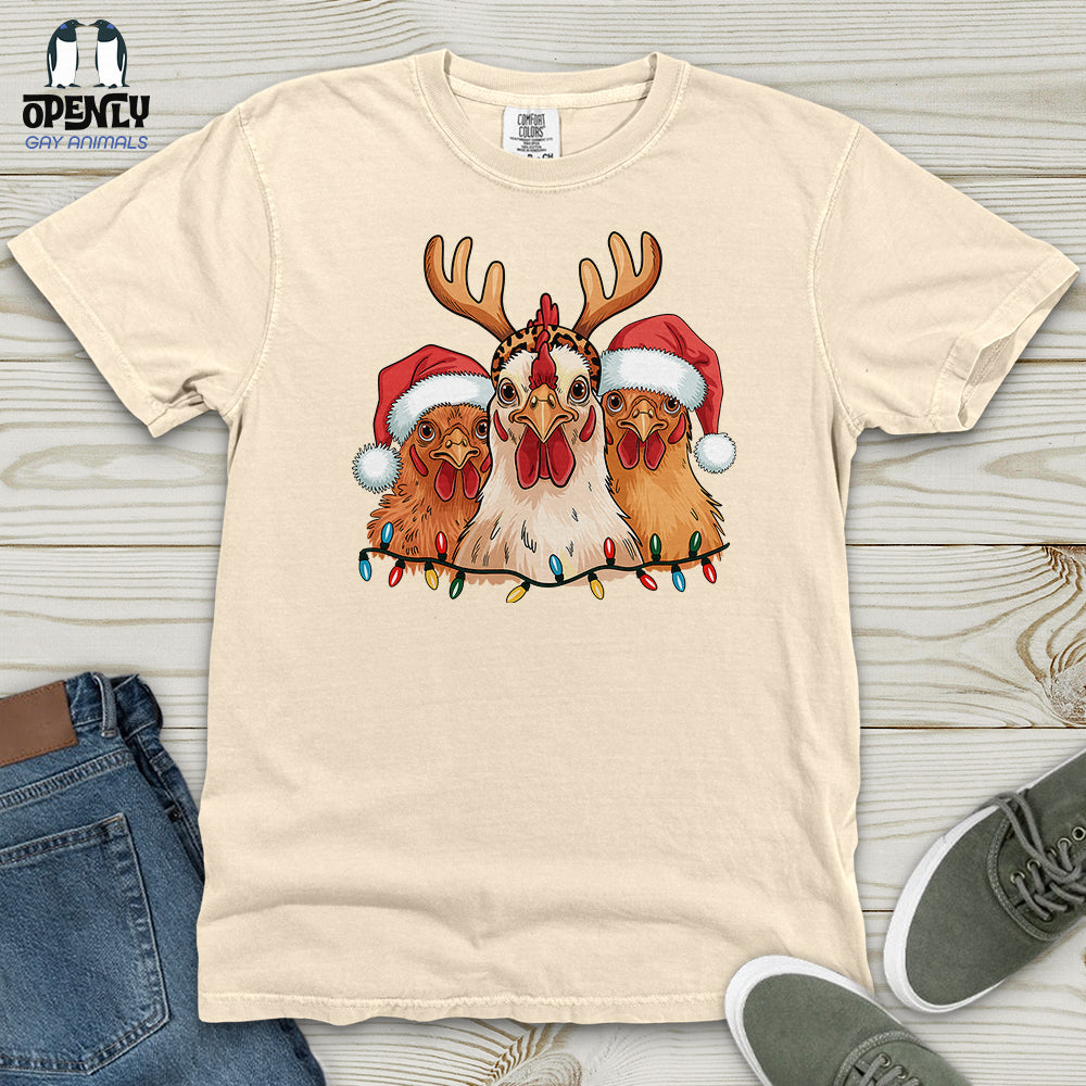 Christmas Chickens Heavy Cotton Comfort Colors Tee