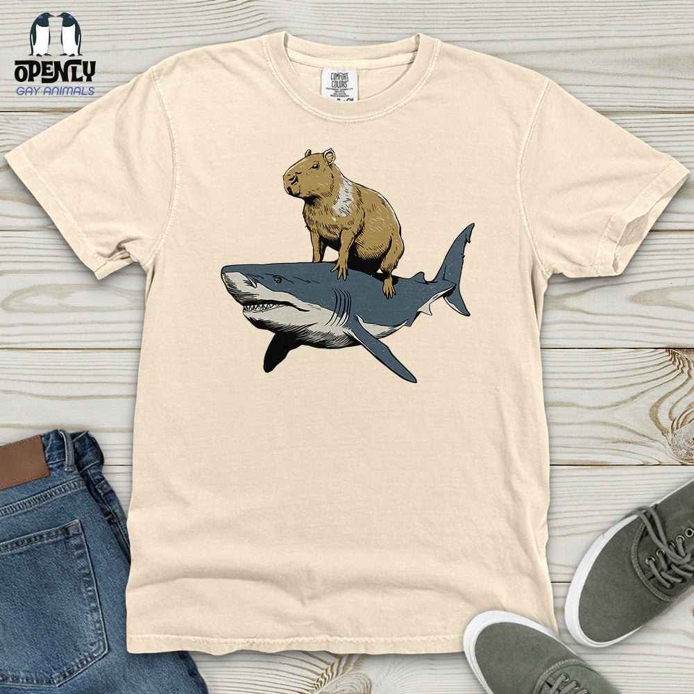 Capybara Riding Shark Heavy Cotton Comfort Colors Tee