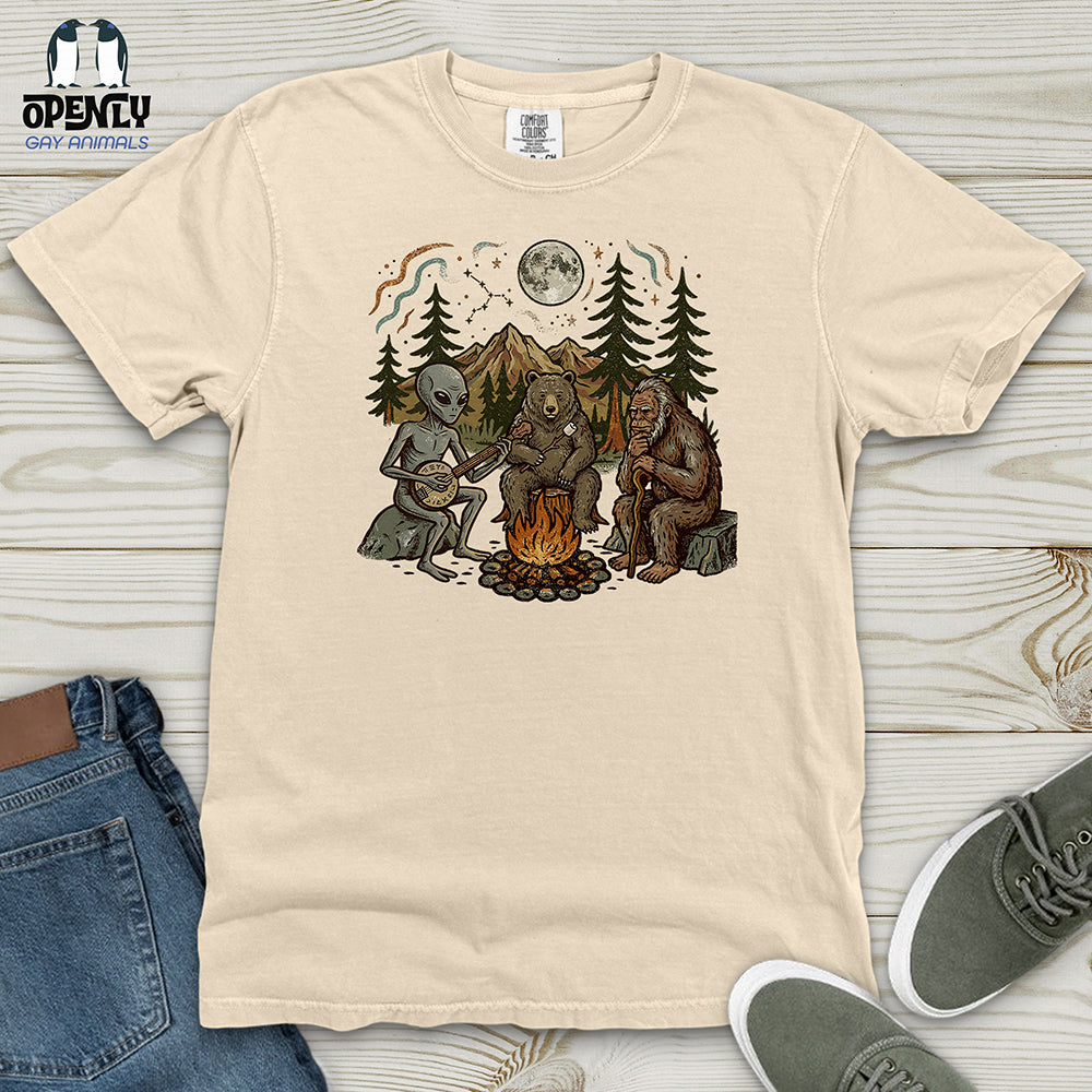 Bigfoot Alien Camping Heavy Cotton Comfort Colors Tee