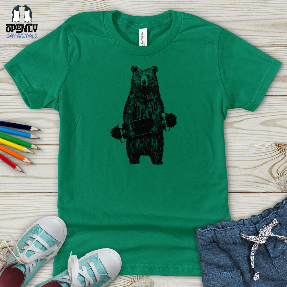 Bear Holding a Skateboard Youth T-Shirt