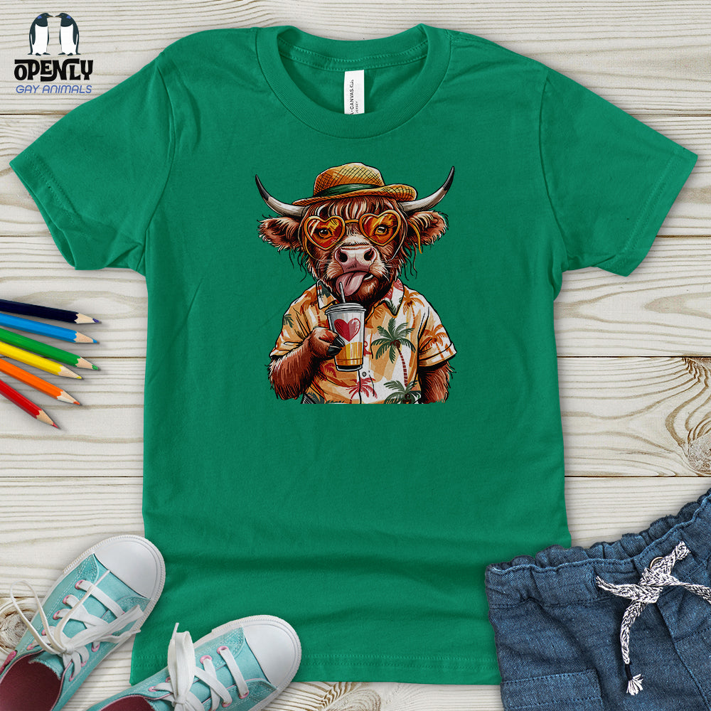 Summer Highland Cow Youth T-Shirt