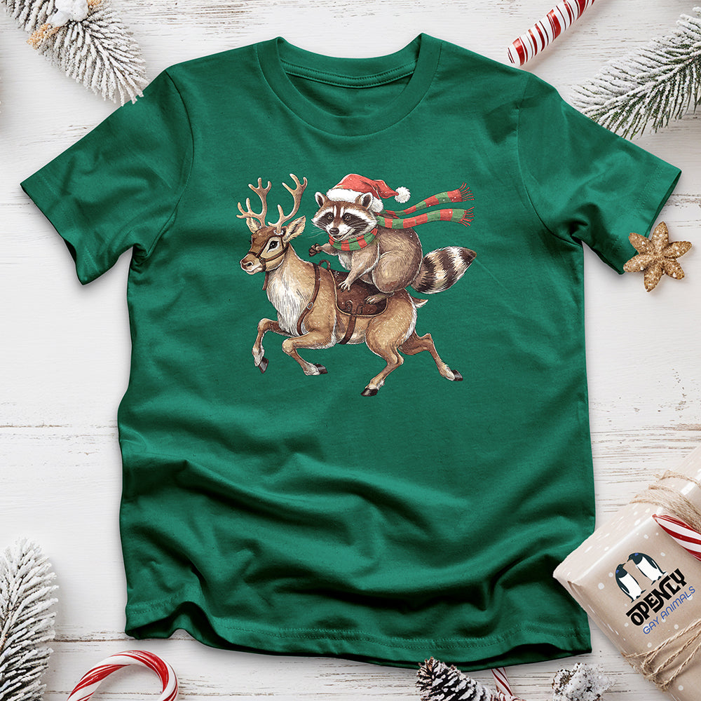 Raccoon Riding Reindeer Unisex t-shirt