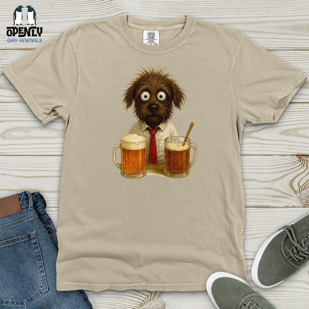 Comics Dog Drinking Beer Heavy Cotton Comfort Colors Tee