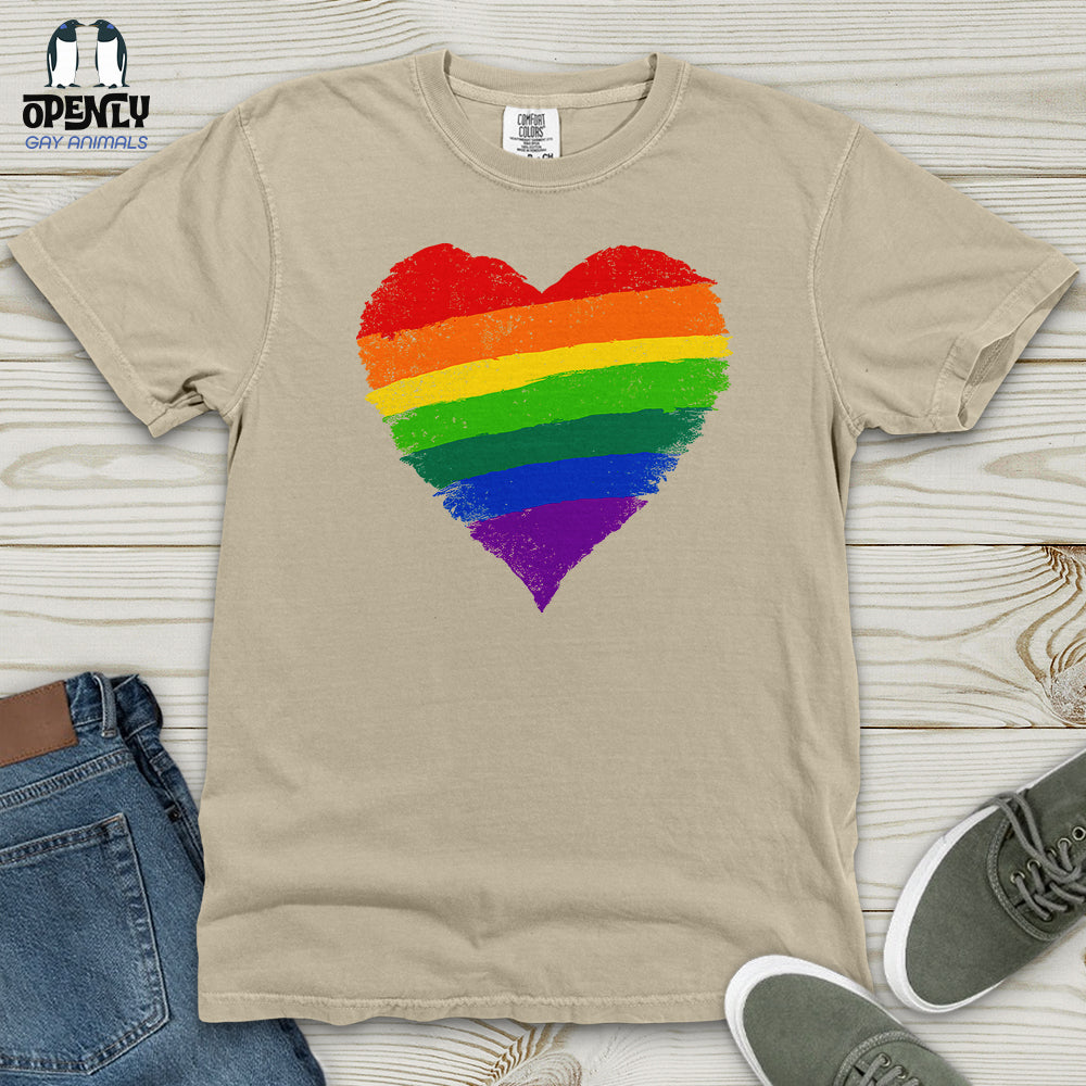 Rainbow Heart Lgbt Ally Heavy Cotton Comfort Colors Tee