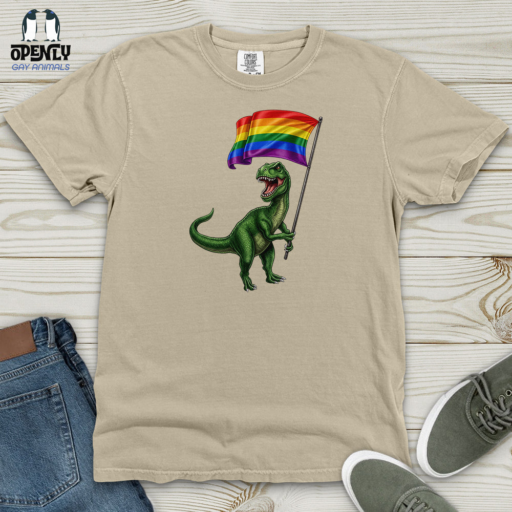 Dinosaur With Flag Heavy Cotton Comfort Colors Tee