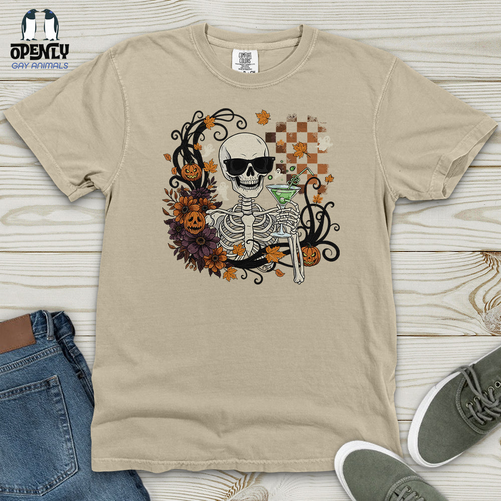 Skeleton Drink Wine Heavy Cotton Comfort Colors Tee