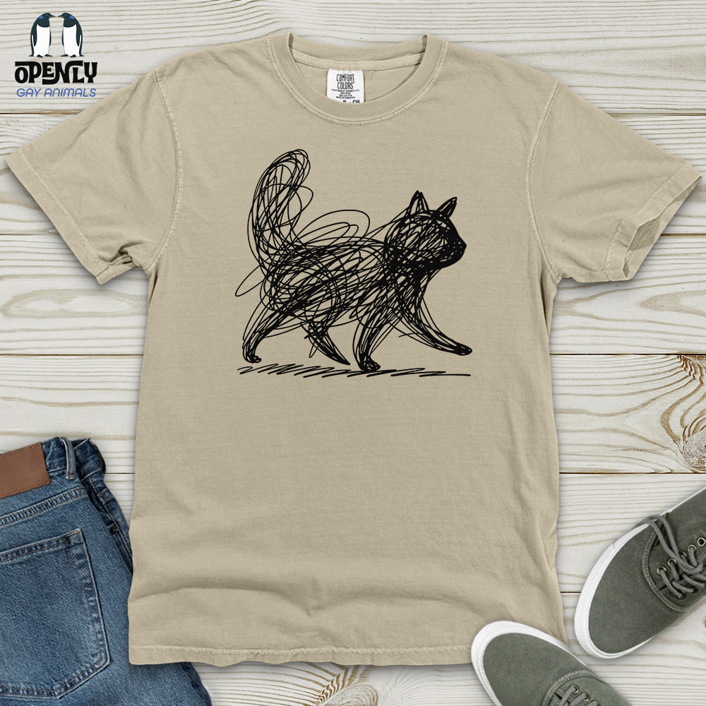 Scribble Cat Heavy Cotton Comfort Colors Tee
