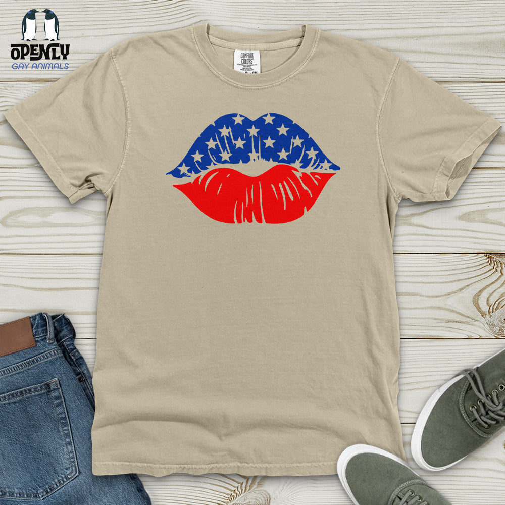 USA Flag Lips Heavy Cotton Comfort Colors Tee