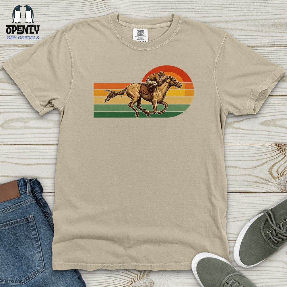 Horse Racing Retro Sunset Heavy Cotton Comfort Colors Tee