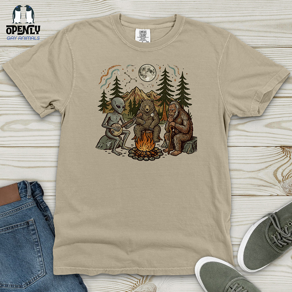 Bigfoot Alien Camping Heavy Cotton Comfort Colors Tee