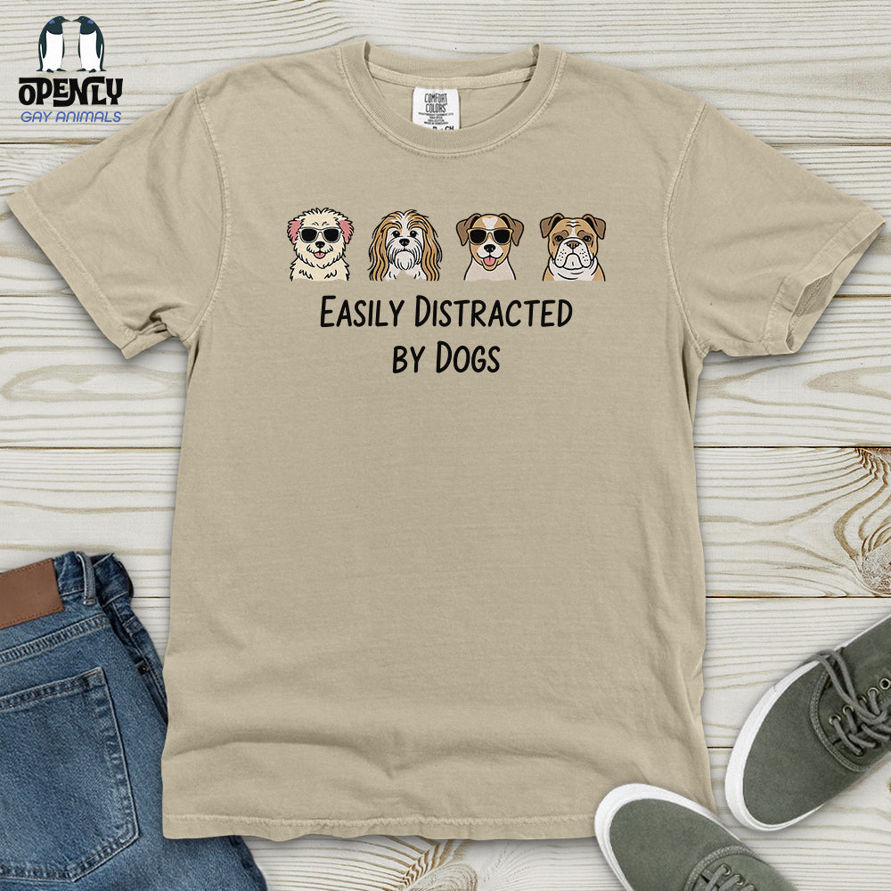 Men's Easily Distracted by Dogs Heavy Cotton Comfort Colors Tee