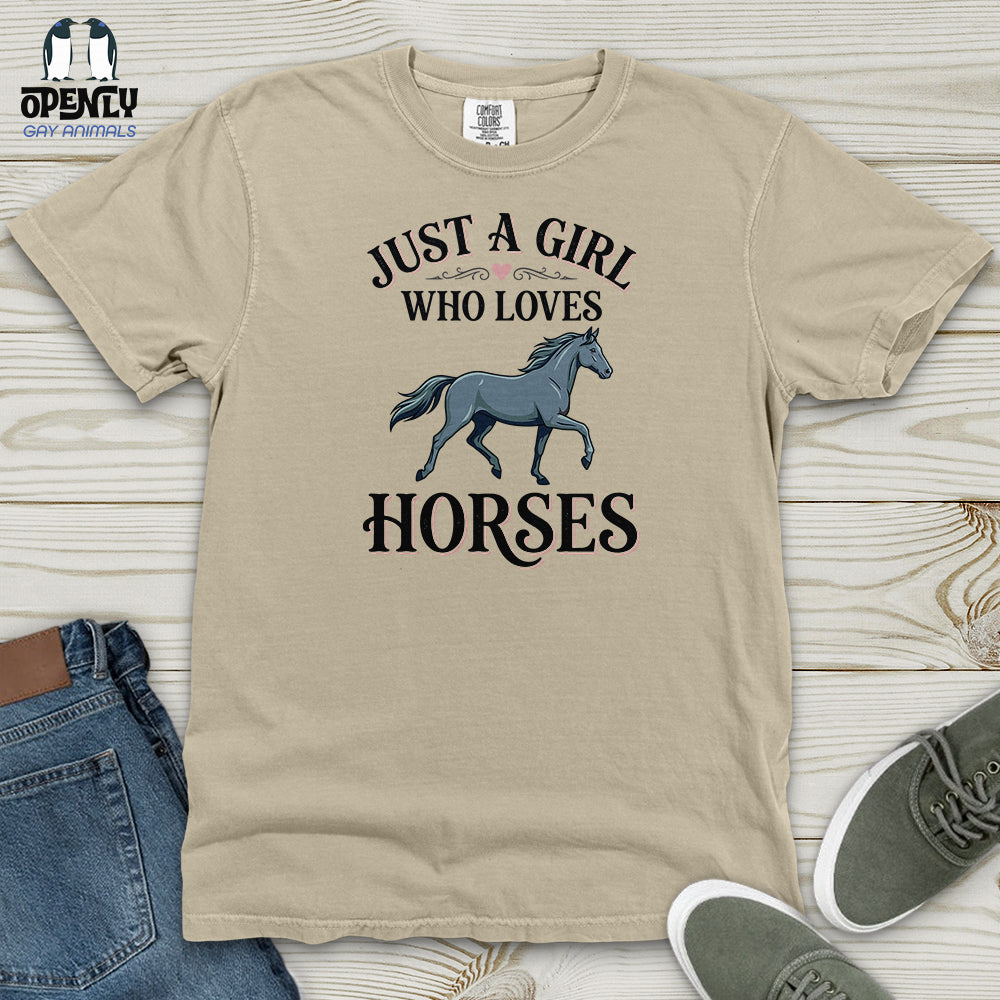 Just A Girl Who Loves Horses Heavy Cotton Comfort Colors Tee