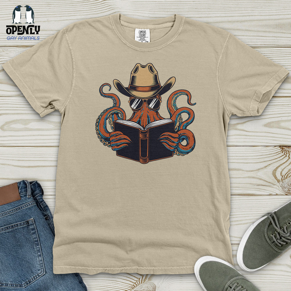 Octopus Reading Book Heavy Cotton Comfort Colors Tee