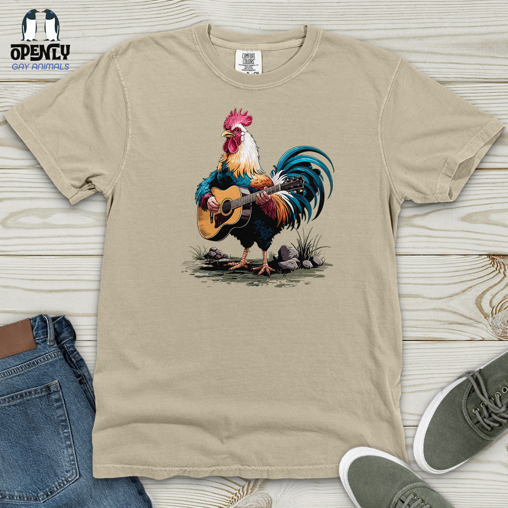 Rooster Playing Gutter Heavy Cotton Comfort Colors Tee
