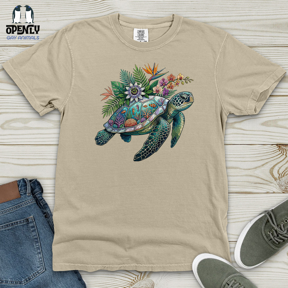 Floral Turtle Heavy Cotton Comfort Colors Tee