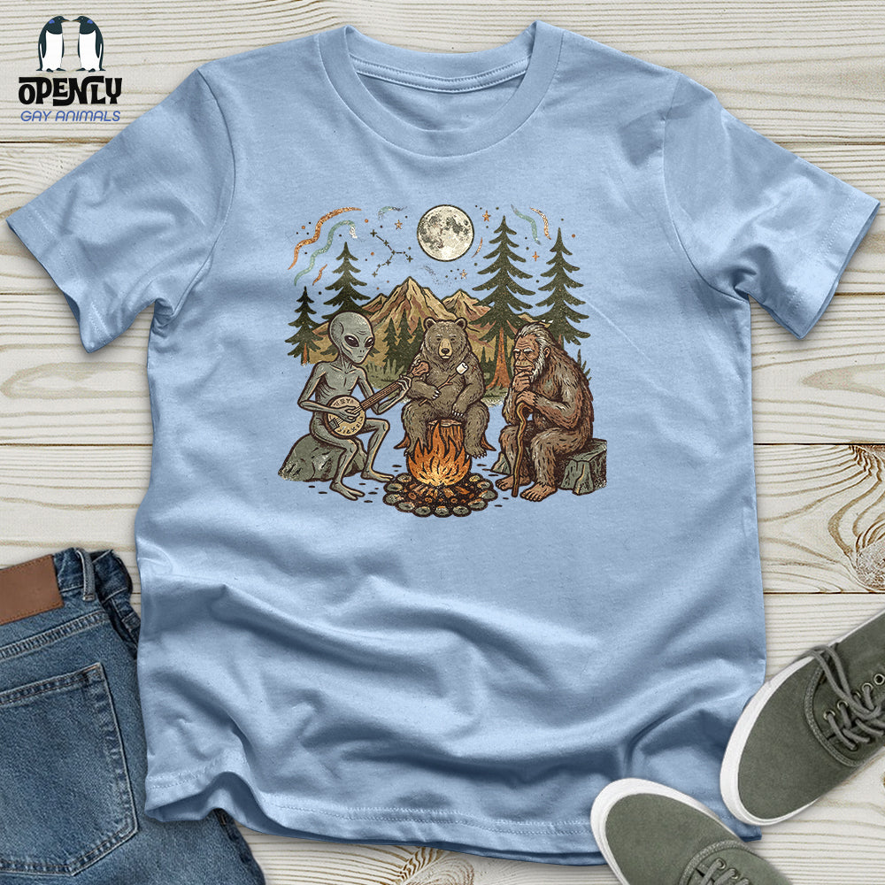 Bigfoot Alien Camping Unisex T-Shirt