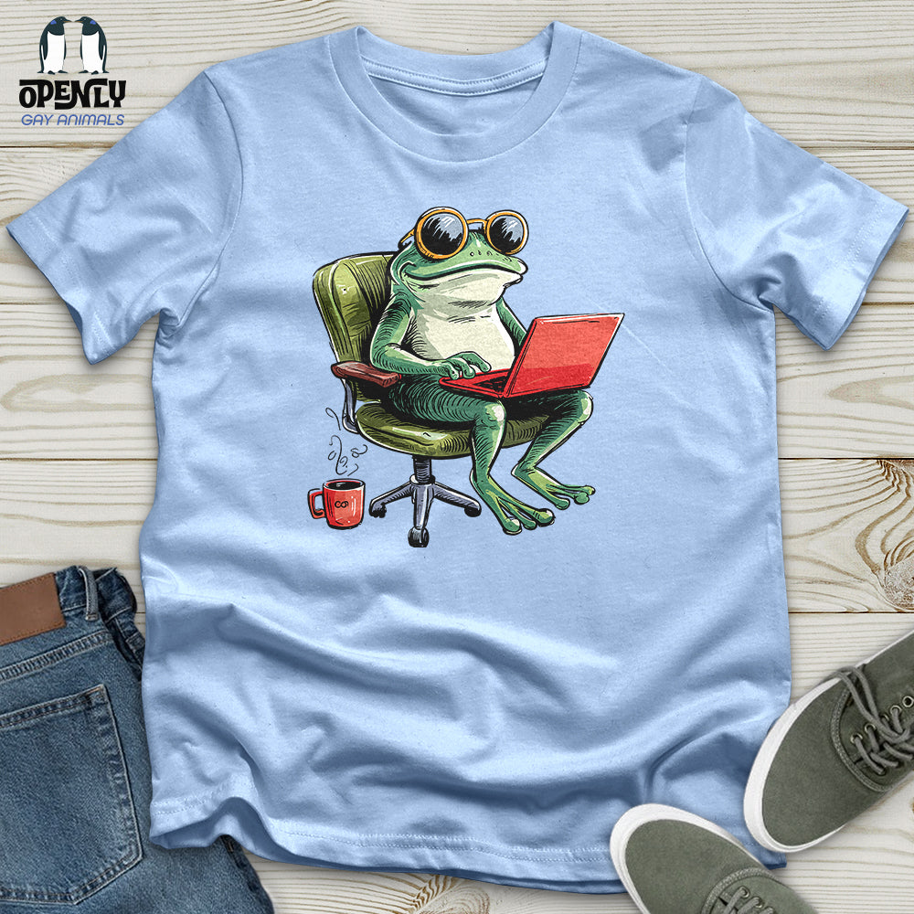 A Frog in a Productive Day  With Coffee Softstyle Tee