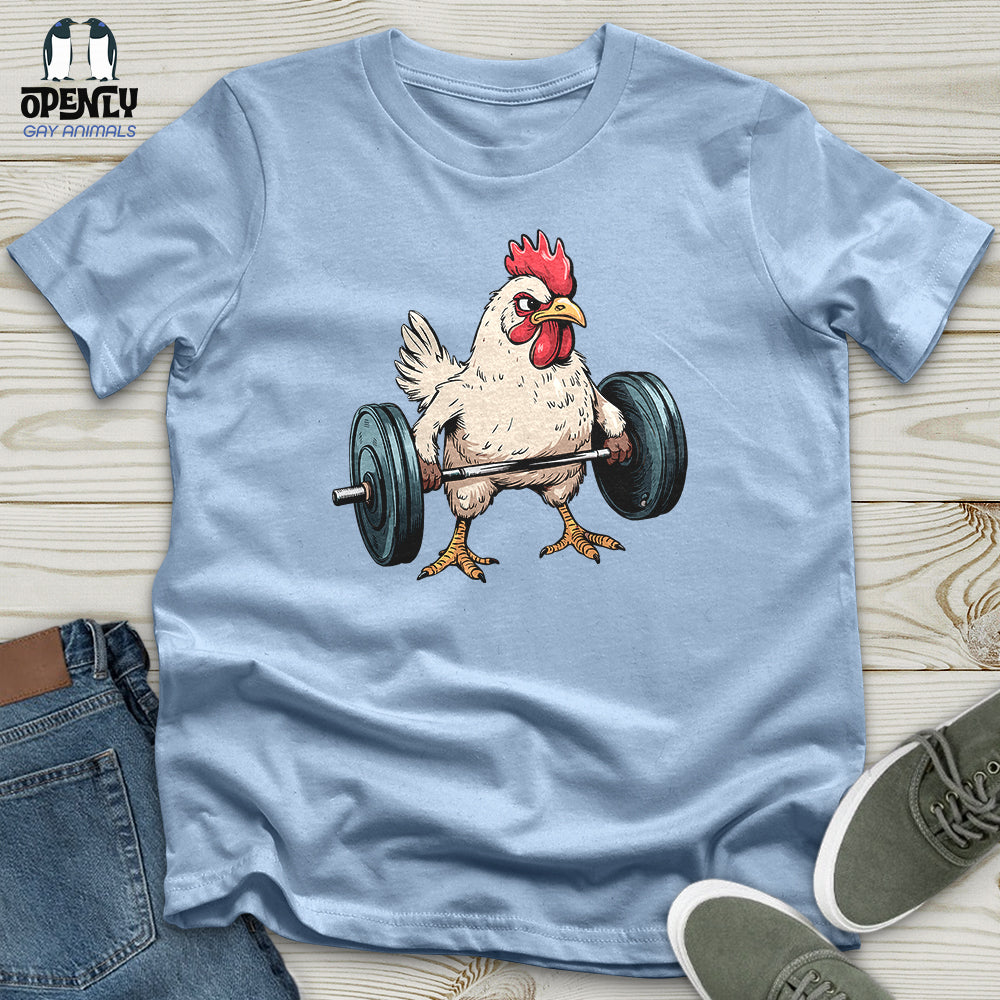 Dumbbelling Chickens Unisex t-shirt