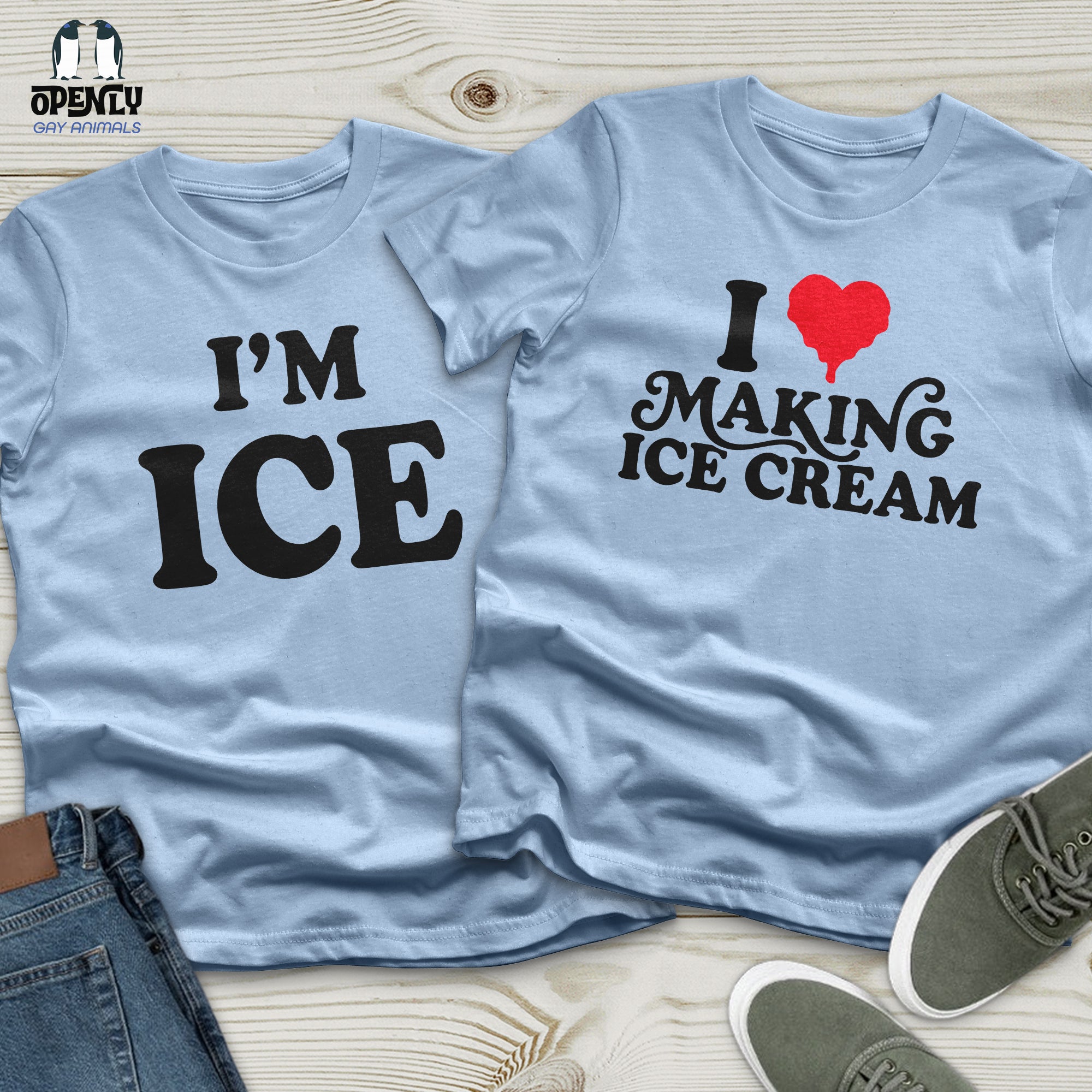 ICE Cream Black Couple T-Shirt Set