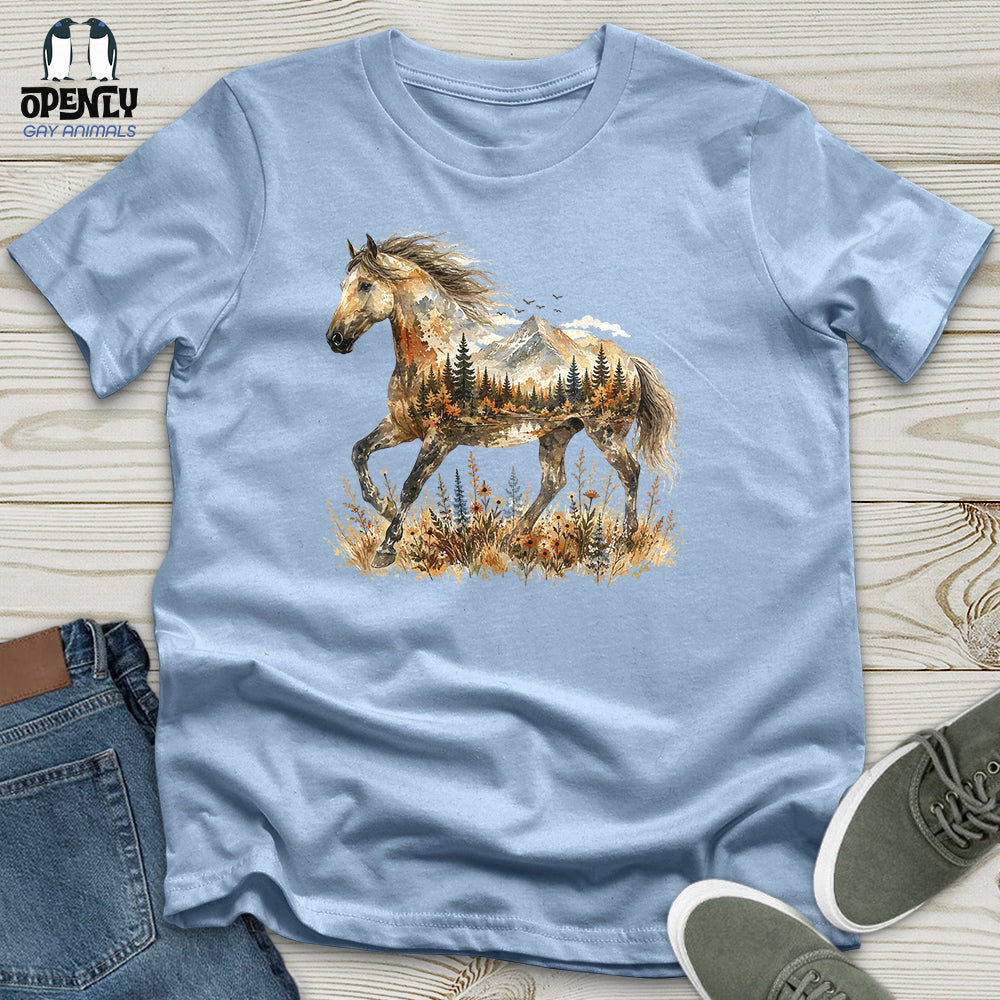 Horse in Mountain Forest Unisex T-Shirt