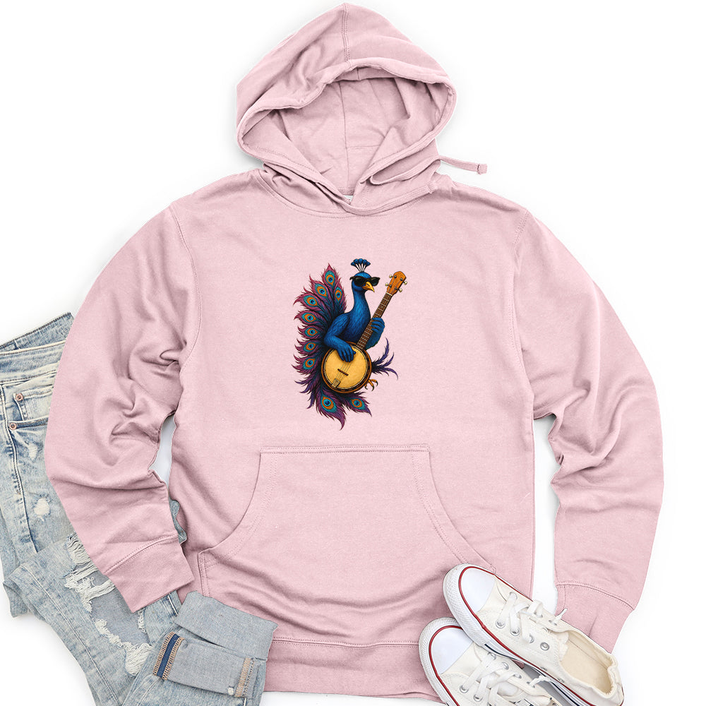 Peacock Rockstar With Banjo Unisex Midweight Hoodie