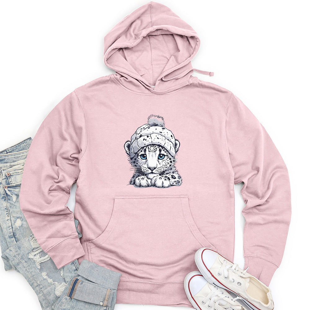 Snow Leopard Warmth Unisex Midweight Hoodie