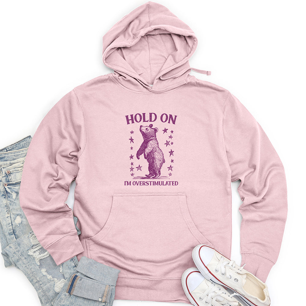 Hold On I'm Overstimulated Bear Unisex Midweight Hoodie