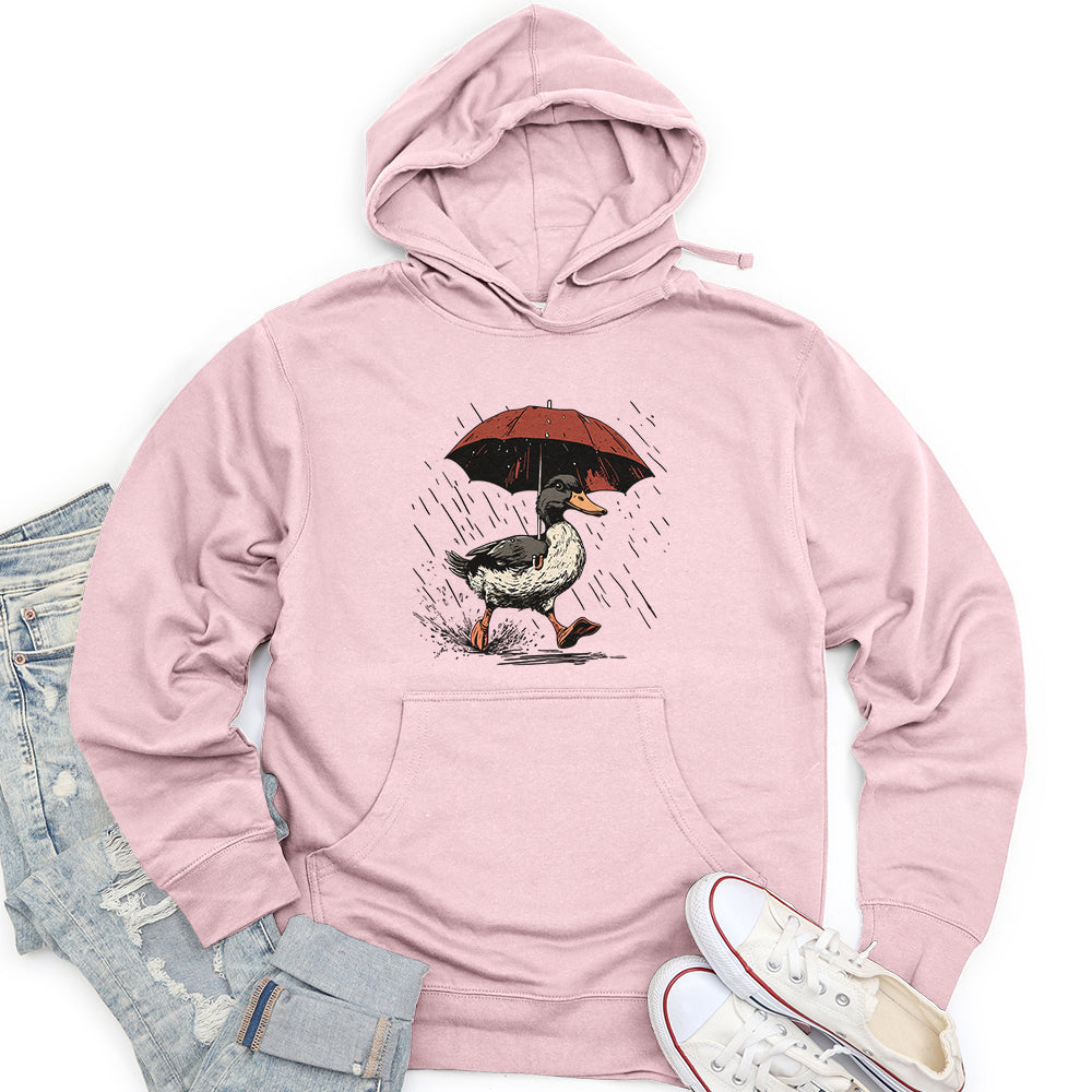 Duck Running Holding Umbrella Unisex Midweight Hoodie