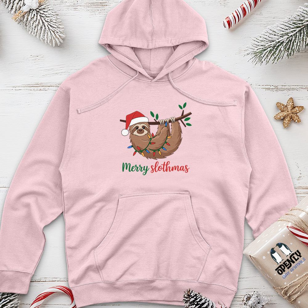 Merry Slothmas Unisex Midweight Hoodie