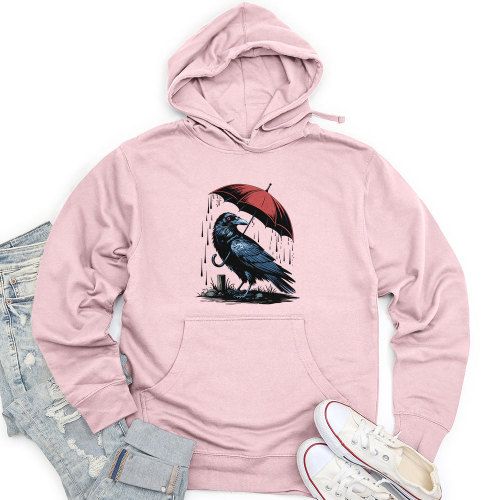 Raven in Rain Unisex Midweight Hoodie