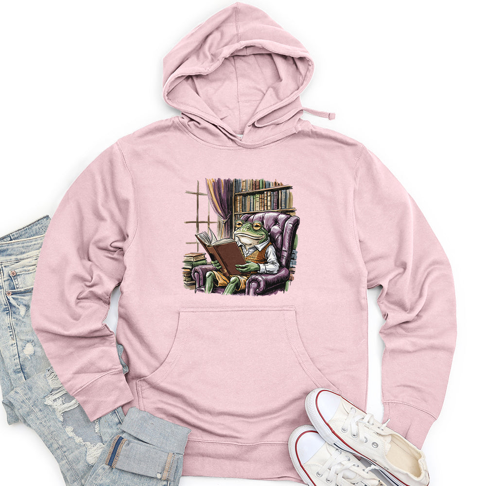 Frog Reading Book Unisex Midweight Hoodie