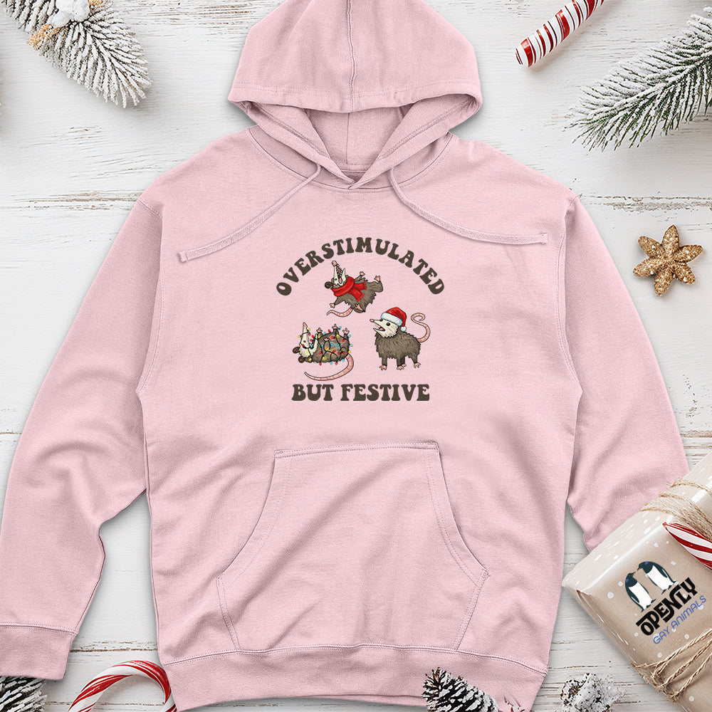 Overstimulated but Festive Unisex Midweight Hoodie