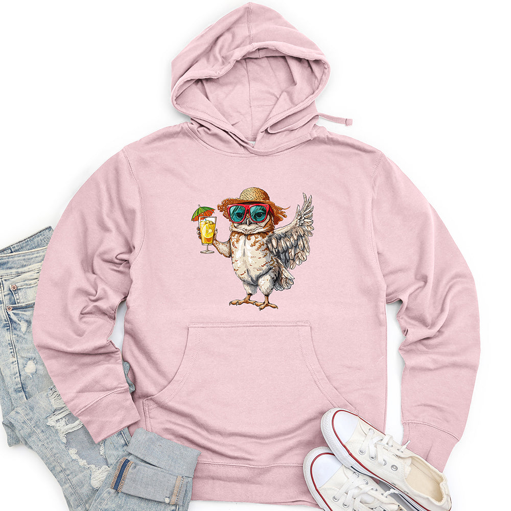 Owl Beach Vacation Unisex Midweight Hoodie