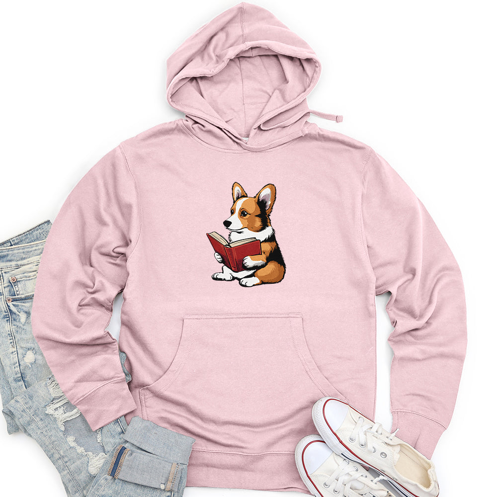 Corgi Reading Book Unisex midweight hoodie