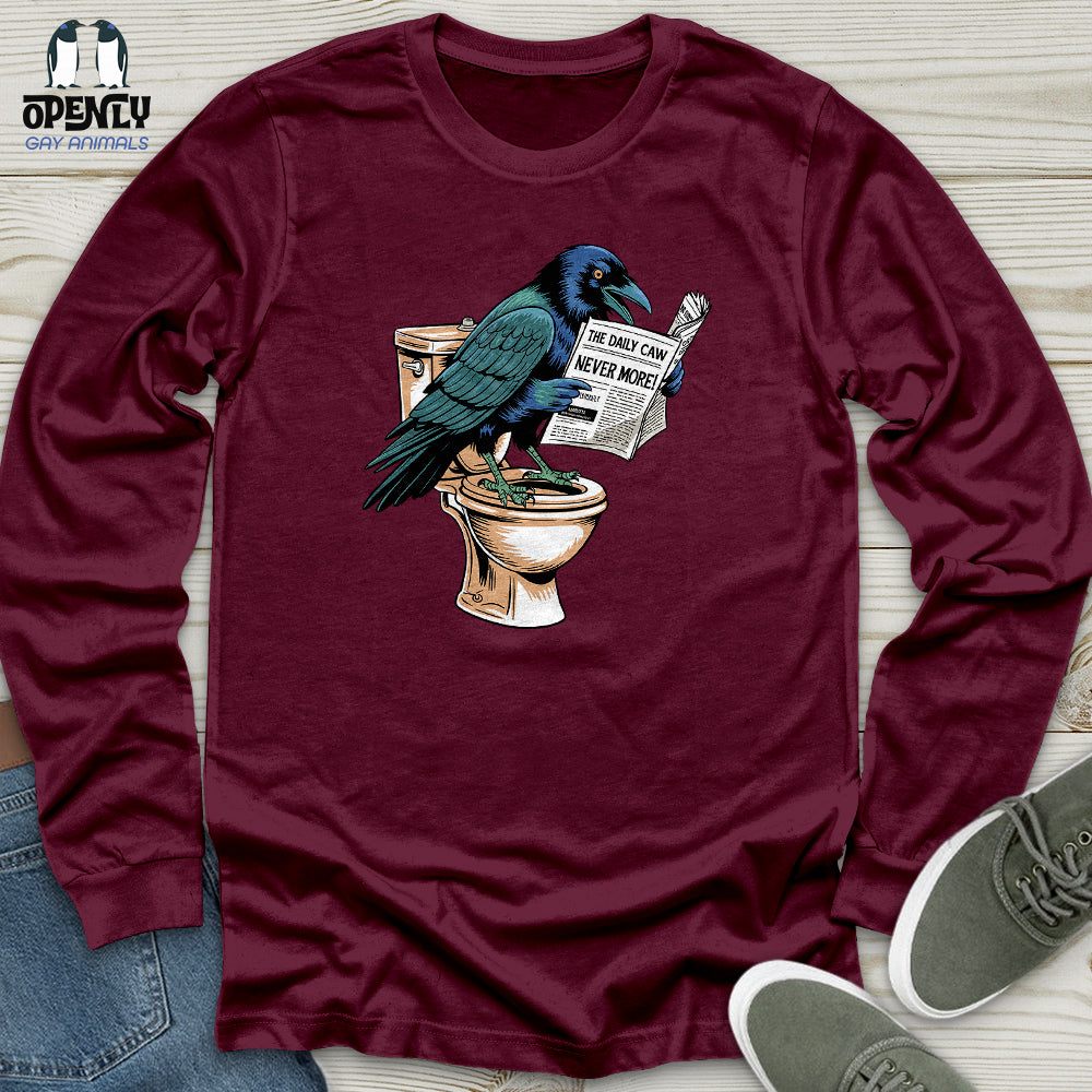 Raven Reading Newspaper Unisex Long Sleeve Tee