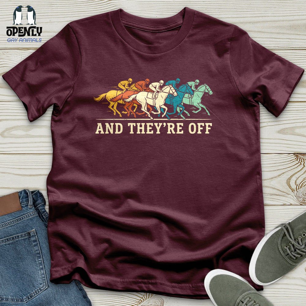 And They're Off Unisex T-Shirt